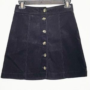 NWT Divided Black Button Down Corduroy Skirt - size 2